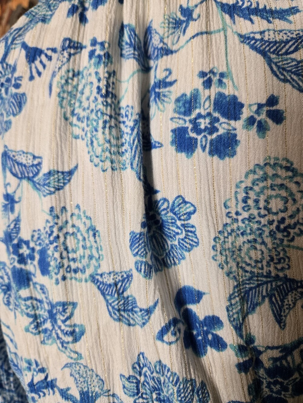 House Of Harlow 1960 Long Sleeve XS Blue Floral Midi Tiered Dress - Picture 4 of 10